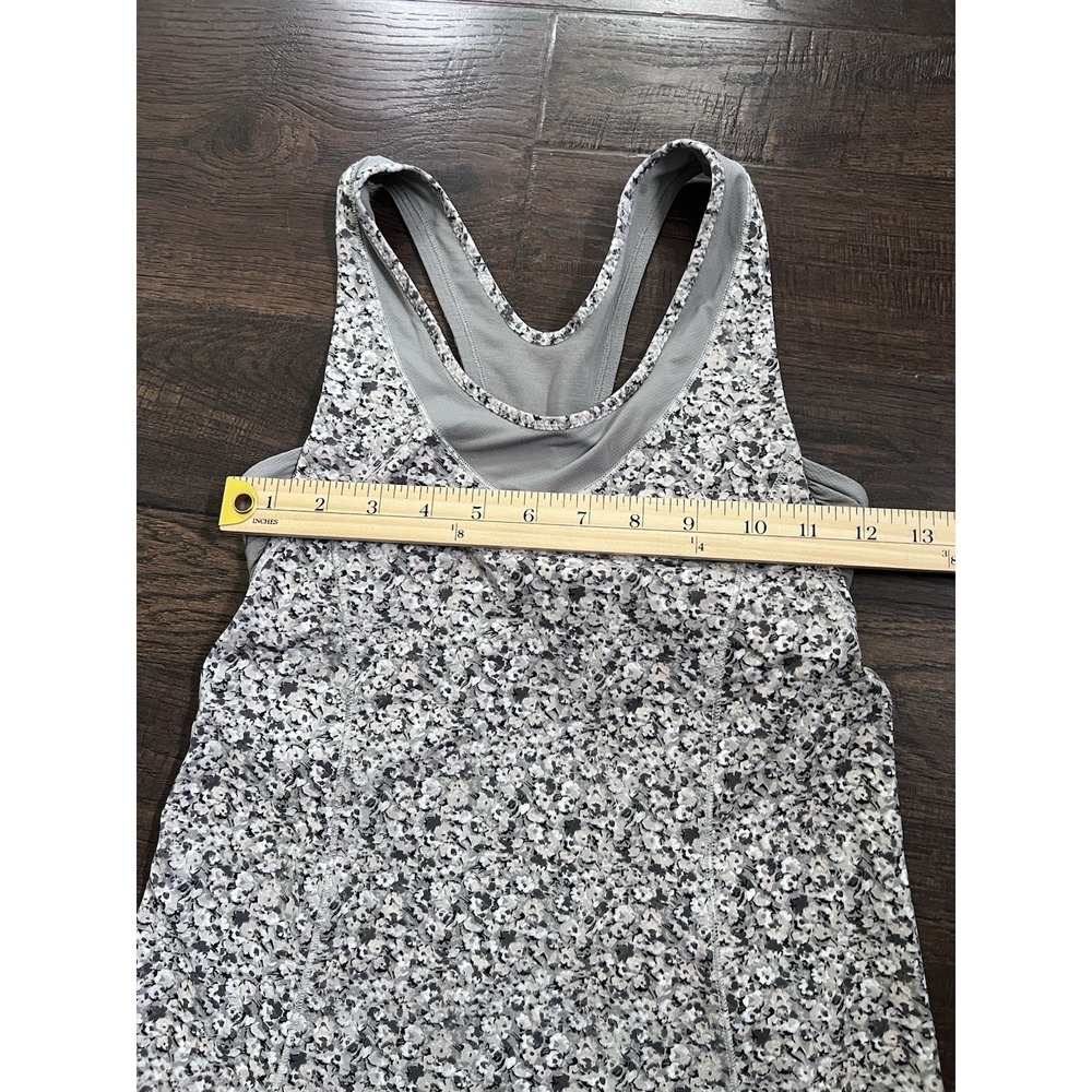 Lululemon Gray Floral Turbo Tank Top Racerback Ruched 4 Bra Athletica Run Tennis - Picture 8 of 10